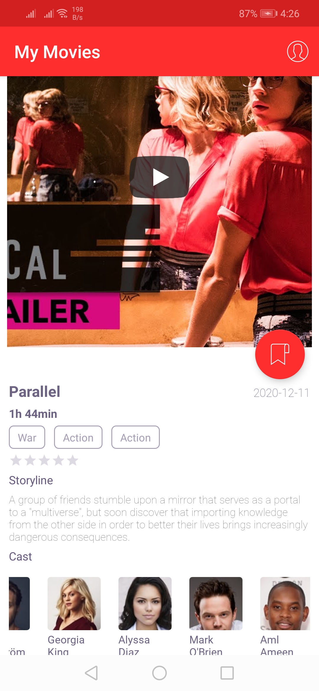 Movie details screen
